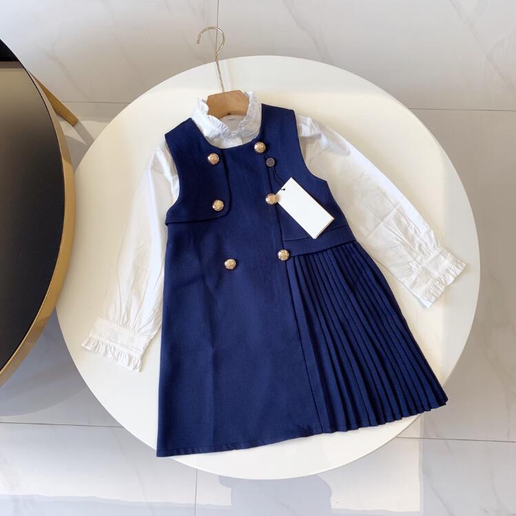 Filles Designer Robes Printemps Automne Bébé Fille Jupes 2 Pièces Robe Ensembles avec Lettres Chemises Décontractées Sans Manches Jupe Enfant Vêt