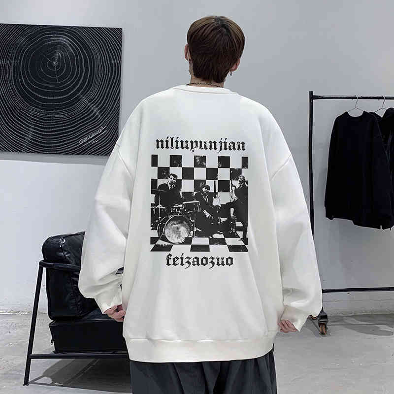 

Spring 2022 New Men' Sweater Comfort Trend Pullover Crew Neck Same Clothes c, White