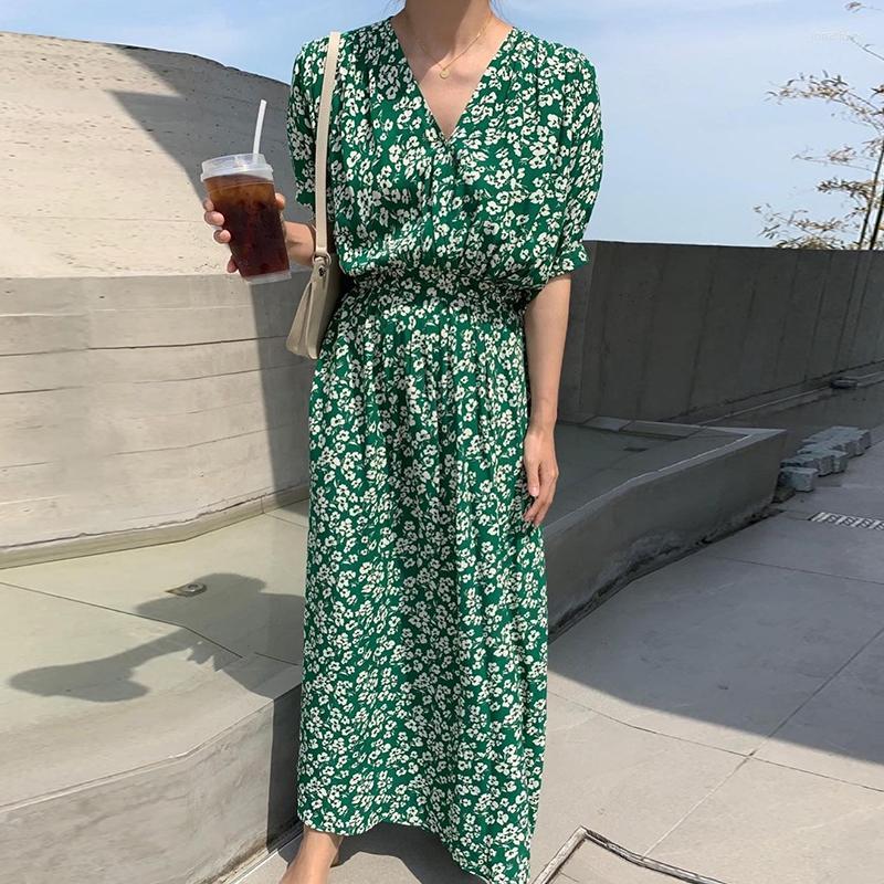 

Plus Size Dresses Summer Style Printing Retro Woman Dress V-neck Temperament Fashion For Women Short Sleeve High Waist 2022 Jona22, Black