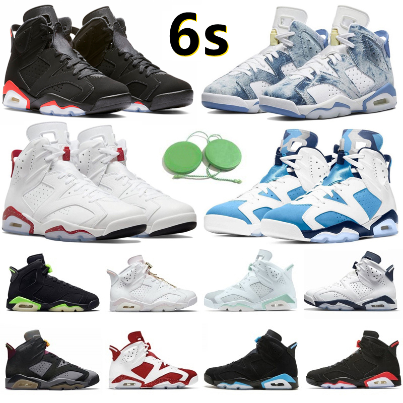 

6 6s Mens Basketball Shoes Washed Denim Metallic Silver Georgetown UNC Red Oreo Mint Foam Electric Navy Bordeaux Carmine Infrared Men Trainers Sports Sneakers US7-13, Color#19