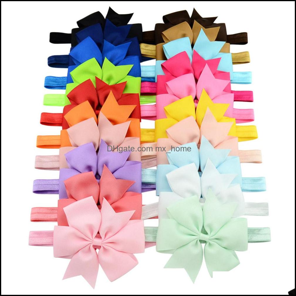 

4.33" Baby Infant Big Bow Headband Grosgrain Ribbon Boutique Bows Headbands Girls Elastic Hairbands Hair Accessories Kids Headwear Drop Deli, 20 colors