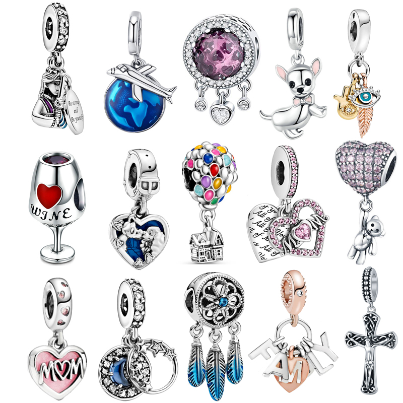 

Womens 925 Silver Pendants Fit Pandora Bracelets Necklaces DIY Making Luxury Jewelry Designer Charms With Box