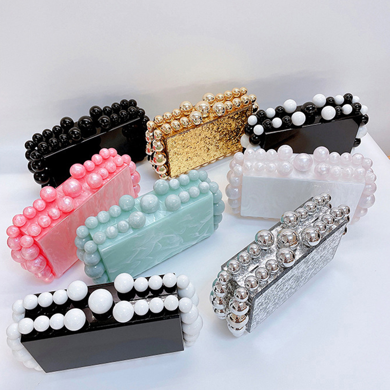 

Evening Bags Beading Acrylic Clutch Bag Beads Box Evening Designer Luxury Gold Silver Novelty Purses And Handbags Leopard Wedding Party X60R 221010, Pink