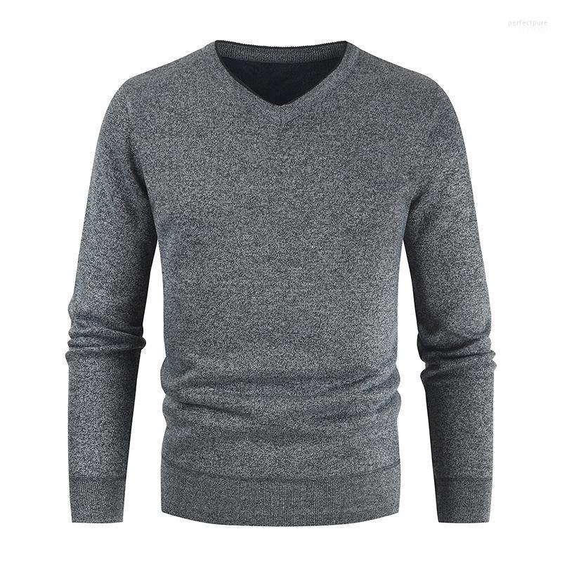 

Men's Sweaters Sweater Men 2022 Autumn And Winter Casual Pullovers V-Neck Solid Plus Velvet Knitted Brand Clothing Slim Fit Male Perf22, Black