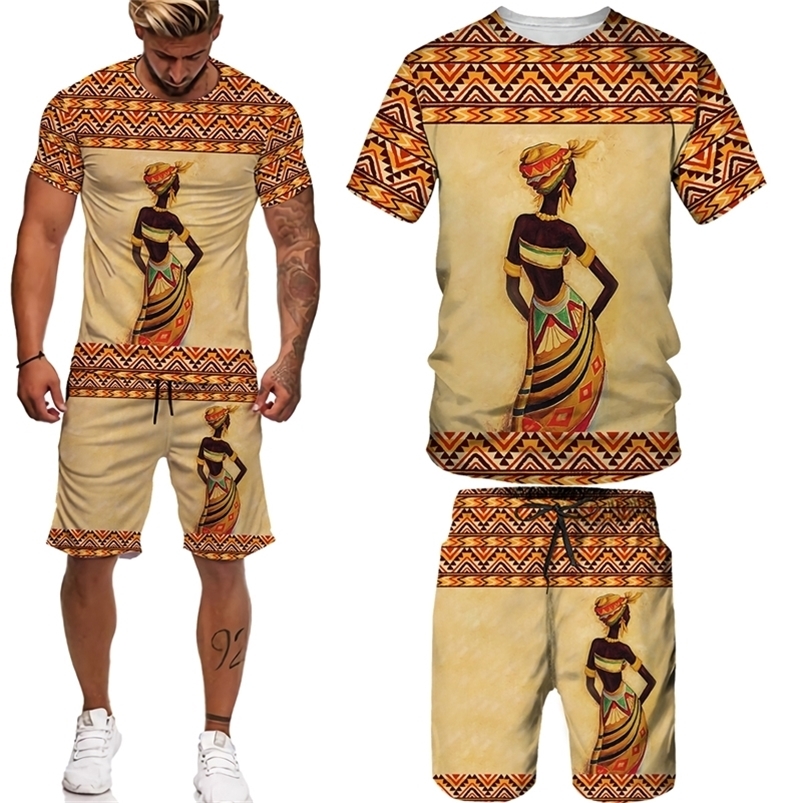

Men' Tracksuits Man Summer Short Sleeve Africa Print Tees/Shorts/Suits Folk-custom T Shirt Shorts Tracksuit Set African Clothes for Men Oversize 220826, Shorts-a