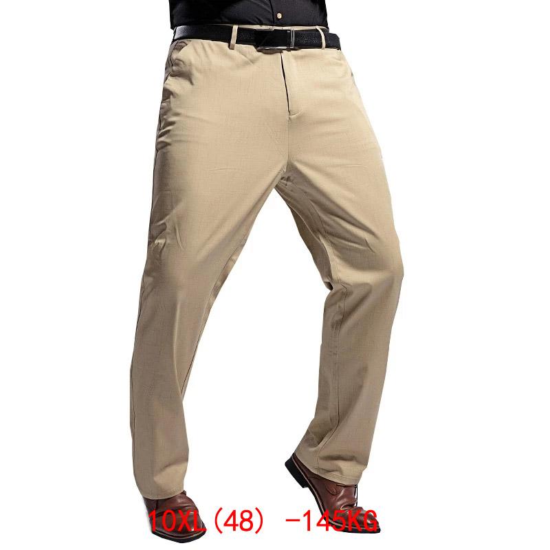 

Men's Pants Men Summer Plus Size 8XL 9XL 10XL Casual  46 48 Straight Khaki Black Office BlueTrousers Elasticity 145KGMen's