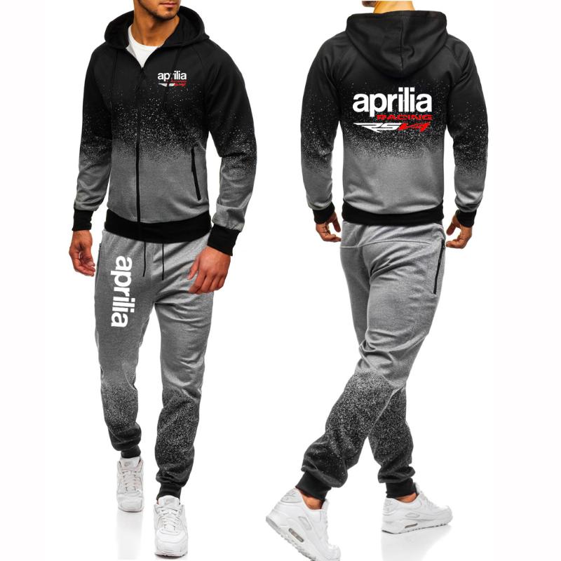 

Men' Tracksuits Aprilia Racing RSV4 Printed Suit Harajuku Pure Cotton Jacket Sports College Gradient Hoodie Casual Pants, Black