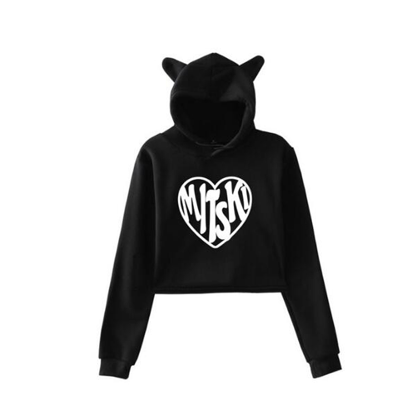 

Singer Mitski Merch Crop Top Hoodie Harajuku Cropped Sweatshirt Streetwear Hip Hop Kawaii Cat Ears Long Sleeves Pullover Tops, 008