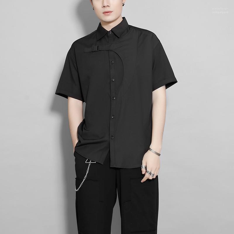 

Dark Men' Summer Three-dimensional Magic Button-down Leisure Short-sleeved Shirt T-shirt Casual Shirts Eldd22, Black