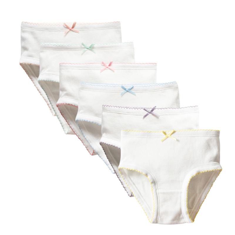 

Panties 6 Pcs Little Girls Underwear Bowknot Cotton Teen Pack Kids Briefs Child Soft Young Girl Pants 2-16Years, White