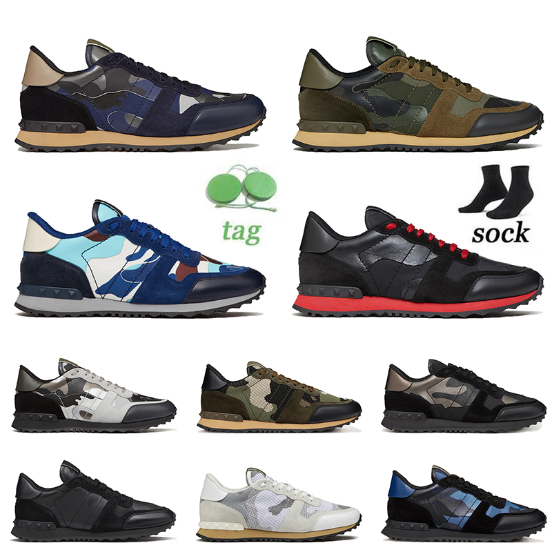 

2022 Original Designer Rockrunner Camo Casual Shoes Camouflage mesh fabric Rubber stud Army Green Top Leather Platform Sneakers women mens Runners Trainers, C7 39-45