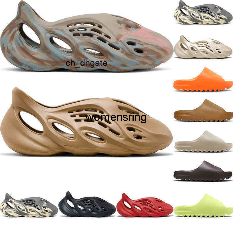 

foam rubber men slides shoes y/ee yy/yz/z kanyes Foam Slide Runners Slippers Clog lady sandals acoustic eva Black MXT Moon Grey Woman Man Ta, 12-orange