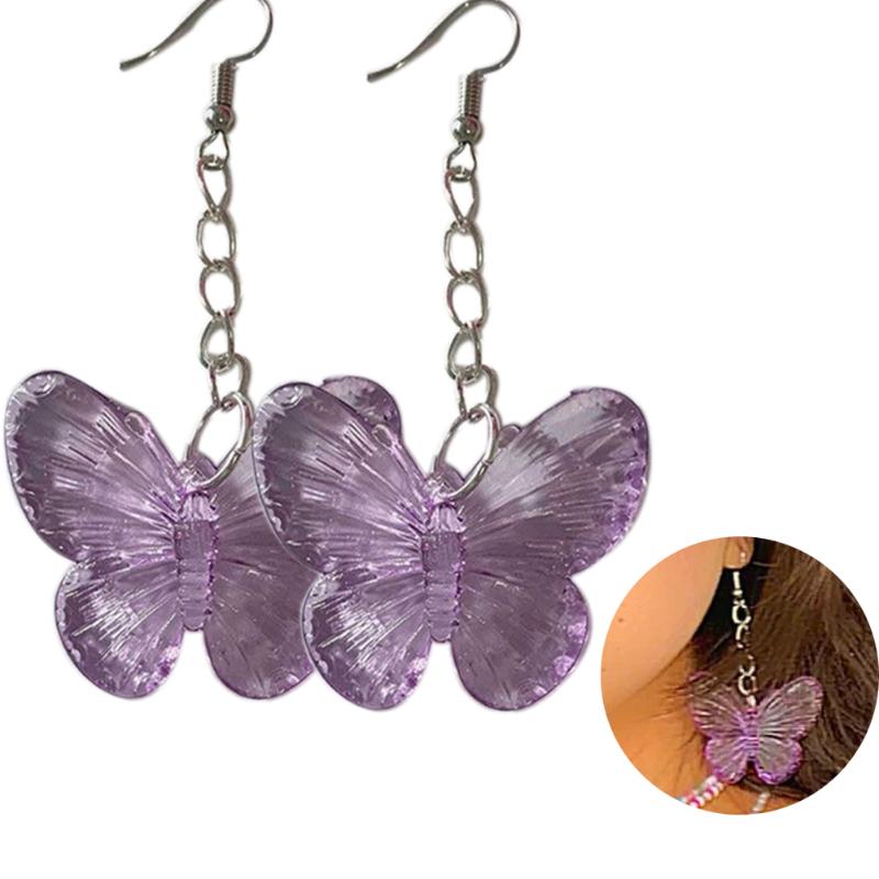 

Dangle & Chandelier Transparent Resin Butterfly Big Statement Drop Earrings For Women Girls Cute Animial Hanging Wholesale Jewelry Gifts