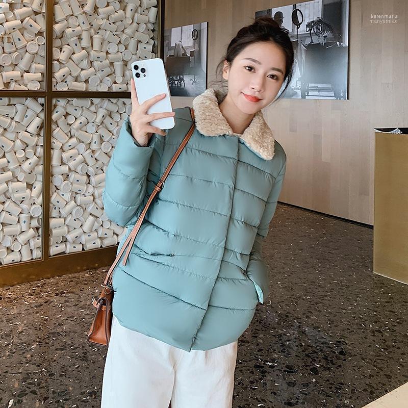 

Women's Down & Parkas 2022 Winter Style Korean Version Of Lamb Hair Women Short Lapel Long Sleeve Waist Temperament Kare22, Green