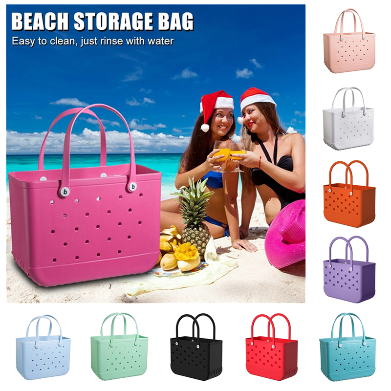 

New Rubber Beach Bags EVA with Hole Waterproof Sandproof Durable Open Silicone Tote Bag for Outdoor Beach Pool Sports