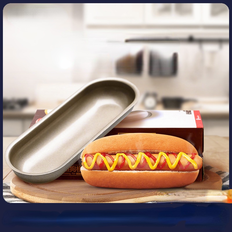 Hot Dog Mold Bun Pan Hotdog Bread Mould Non Stick Bakeware 7 Inch Oval Mold Cozinha Cozinhar Kitchen Accessories Baking Tools-image-781192963