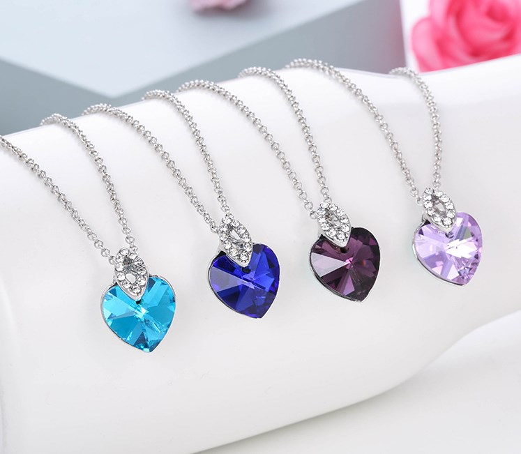 

12 Pcs Love Heart Mix Color silver Wedding Party Gift Pendant Necklaces With Chain
