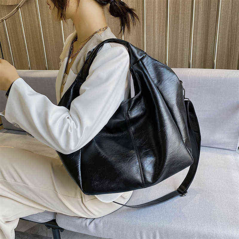 

Simple Leather Women Half Moon Bags Large Capacity Hobo Shopper Bag Quality Soft Pu Crossbody Bag Casual Korean Female Tote Bags 220611, Black