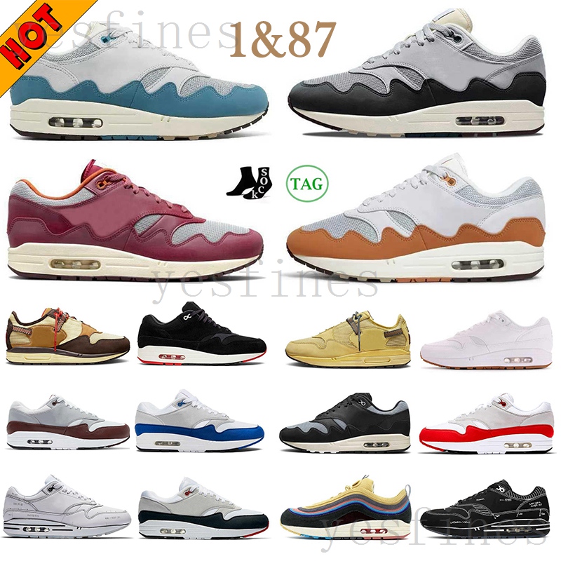 

Men Women Running Shoes 1s 87s Night OG 1 87 Maroon Black Noise Aqua Saturn Gold Bred Daisy Mens Trainers Outdoor Sports Sneakers 36-45, #24