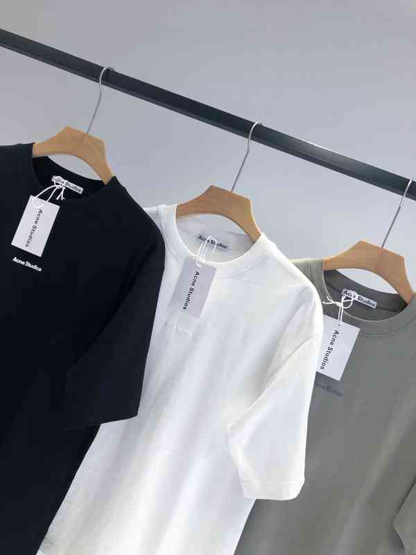 Acne Super Summer Loose Casual Pocket Ac Studios Men's Women's T-shirts Pure Color Simple Short-sleeved for MenSBPY
