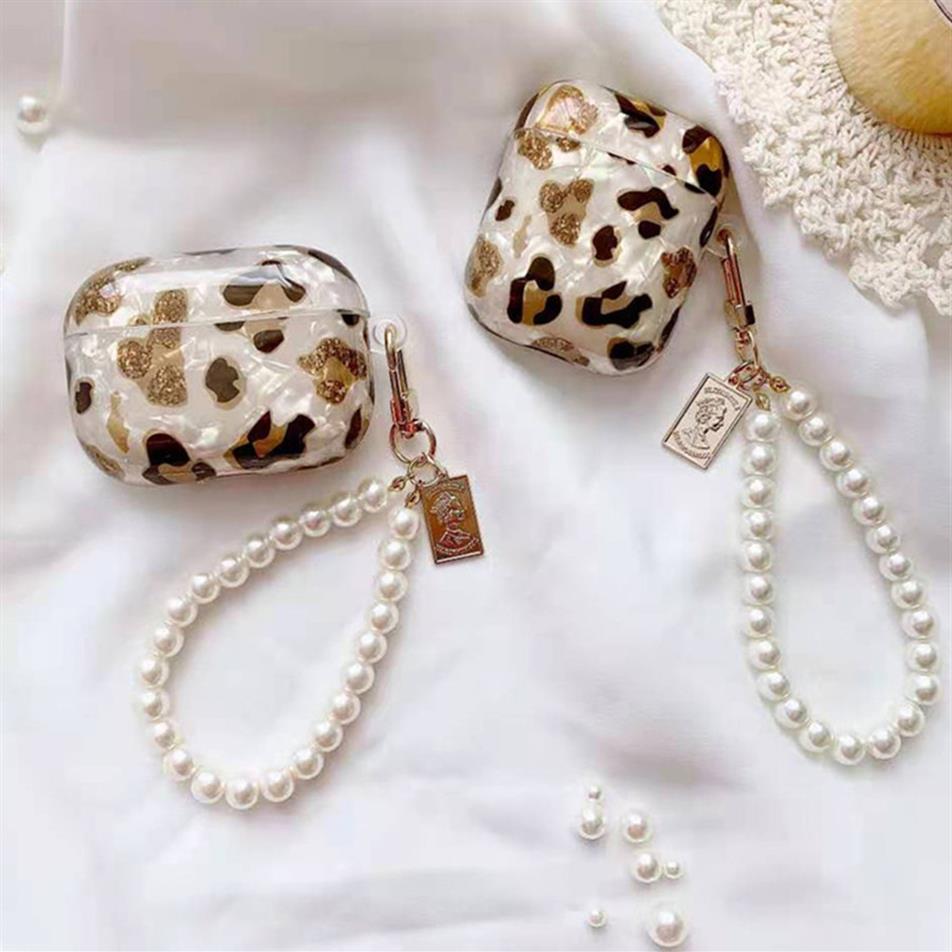 

airpod cases cover Pearl Shell metal Keychain Silicone Headphone Earphone case for coque Airpods 1 2 pro air pods Glossy Wireless 252T