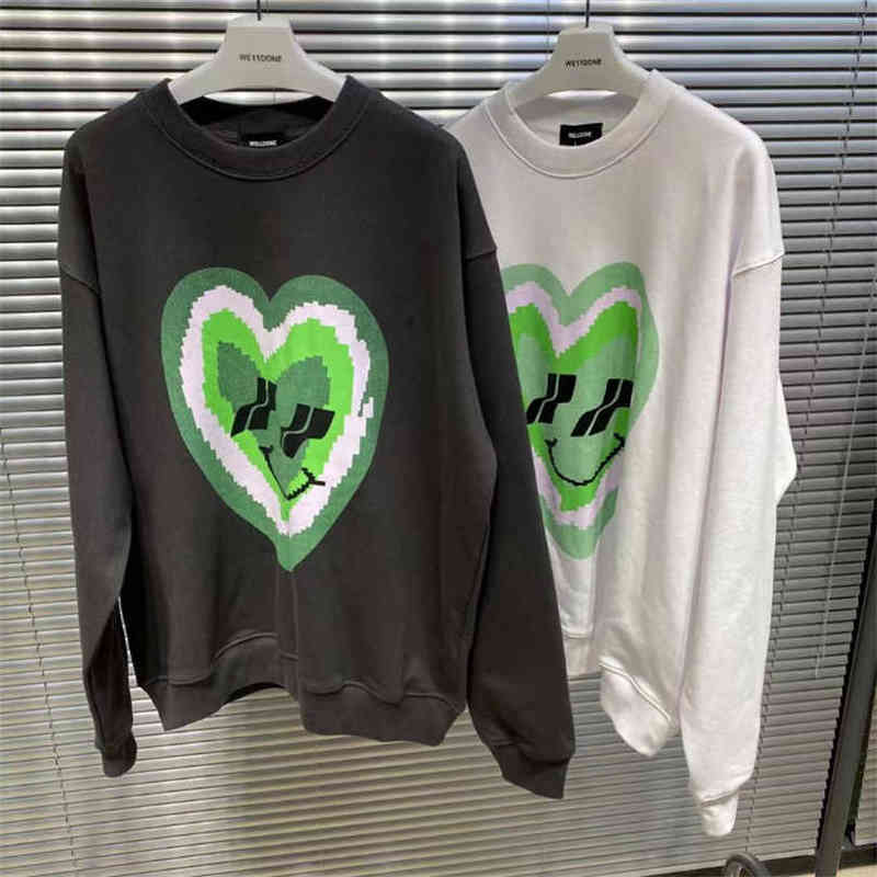 

Loose WE11DONE Sweatshirt 2021FW Men Women High Quality Peach Heart Printing Hoodie Cotton We11done Pullovers O-Neck Hoodies T220726, White