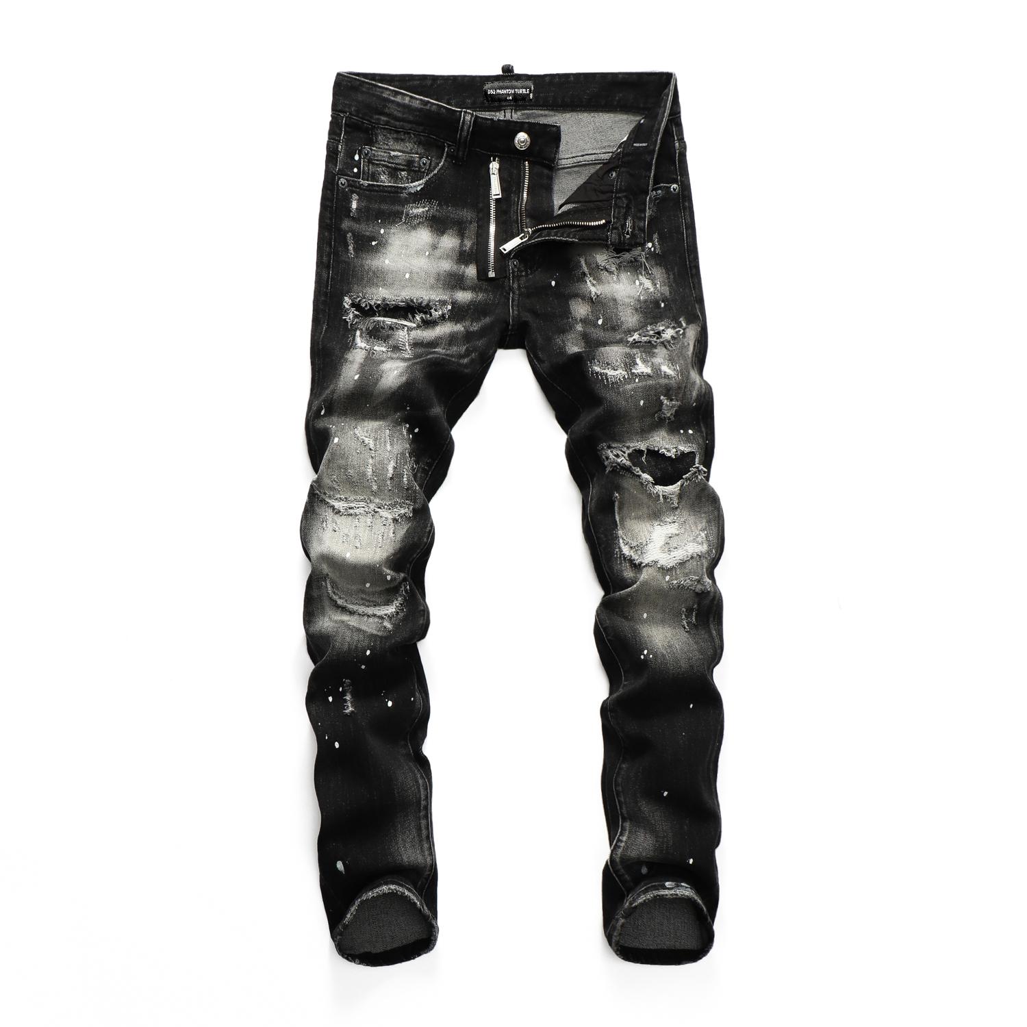 

D2 PHANTOM TURTLE Perfecto Wash Cool Guy Jeans Classic Fashion Man Hip Hop Rock Moto Mens Casual Design Ripped Dis iSl DSQUAREDs DSQ2s DSQs, As picture
