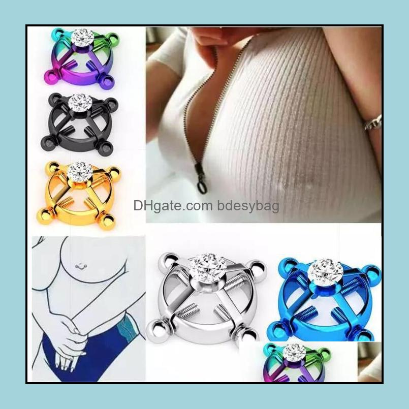 

Navel Bell Button Rings Body Jewelry Zircon Titanium Steel Gaby Adjustable Screw Fake Nipple Ring Non Piercing For Women Faux Round Adt Ga