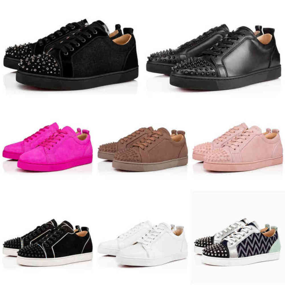 

Designer Red Bottom Casual Shoes Men Women Rivet Studs Flat Shoe Brand Fashion Popular ACE Sneakers Party Couple Leather Low Trainers 3PYJ