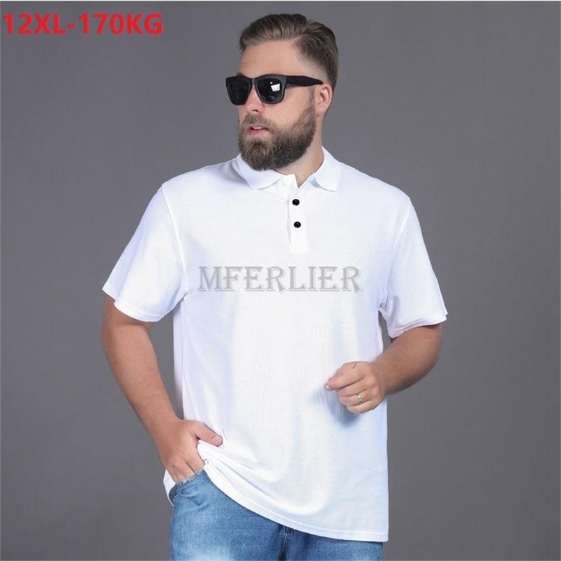 

high quality summer men polo shirt short sleeve large size 10XL 11XL 12XL letter Ice silk tees turn down collar loose tops 54 70 220402, Picture color