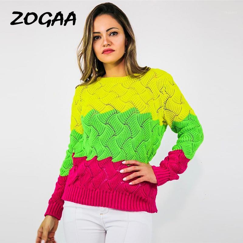 

Women' Sweaters ZOGAA 2022 Women Winter Long Sleeve Crewneck Knitted Pullover Sweater Vintage Splice Autumn Ladies Jumper Mit Streifen