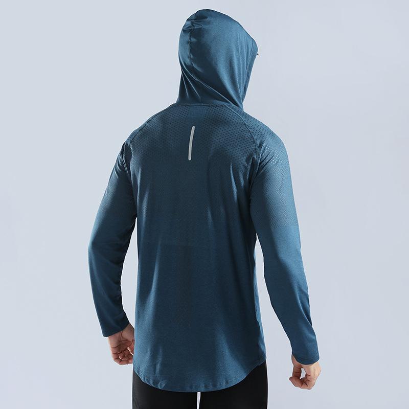 

Men's T-Shirts Spring Fall Tee Shirt Men Clothing Hooded T Shirts Casual Long-sleeve Men's T-shirt High-elastic Quick-drying Tops HommeM, Light grey