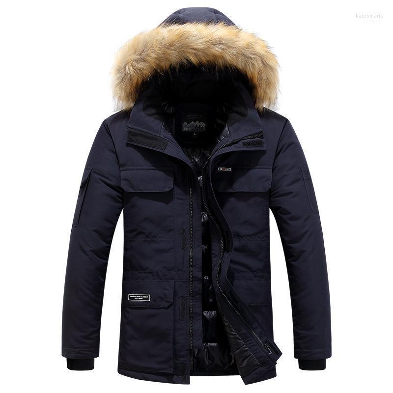 

Men' Down & Parkas Brand Winter Jackets Multi Pocket Casual Warm Thick Hooded Fur Collar Coats Cotton-padded Mens Parka Plus Size 6XL Kare2, Dack blue