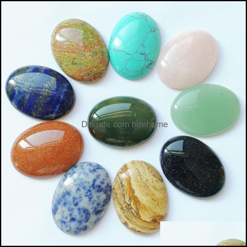 

Stone Natural Oval Cabochon Loose Beads Rose Quartz Turquoise Stones Face For Reiki Healing Crystal Ornaments Necklace R Bdehome Dhfoa