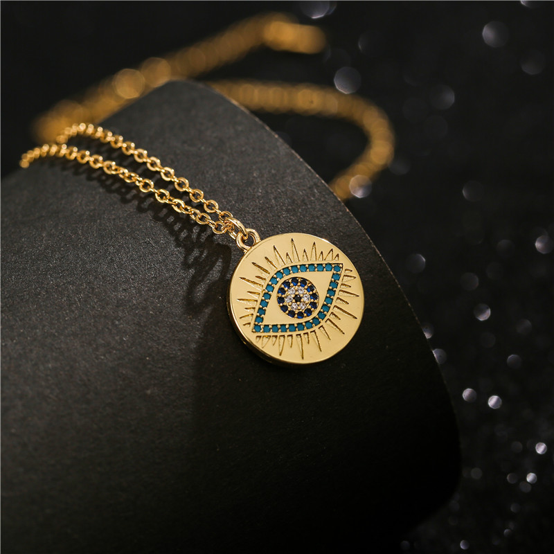 Fashion Design Gold Plated Evil Eye Pendant Necklace