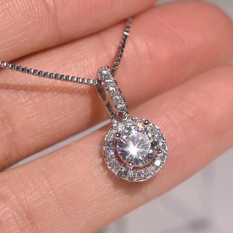 

Pendant Necklaces Silver Color Necklace VVS1 Zircon 2 For Women Wedding White Topaz Pure Natural Gemstone PendantsPendant NecklacesPendant