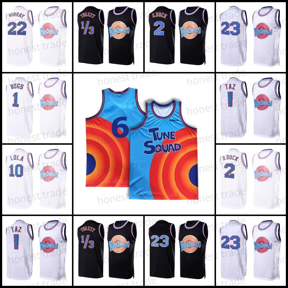 

Kids Movie Taz Space Jam 2 Tunes Squad Mens Jersey Bugs Bunny D.DUCK Taz 1/3 Tweety 22 Bill Murray 10 Lola Basketball Men Youth Jerseys Shorts