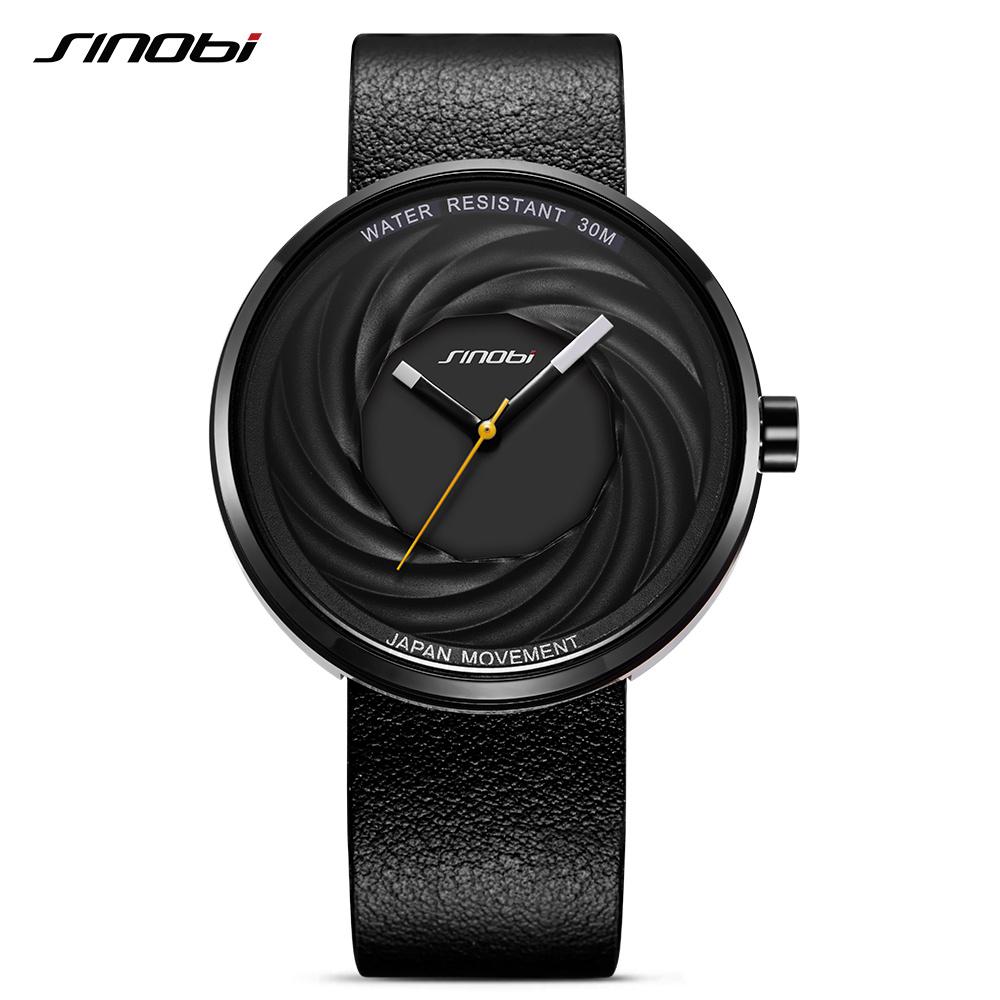 

SINOBI Brand Men Watches Unisex Fashion Genuine Leather Wristwatches Japan Quartz Clock Creative Sports Watches Reloj Hombre, Color 5