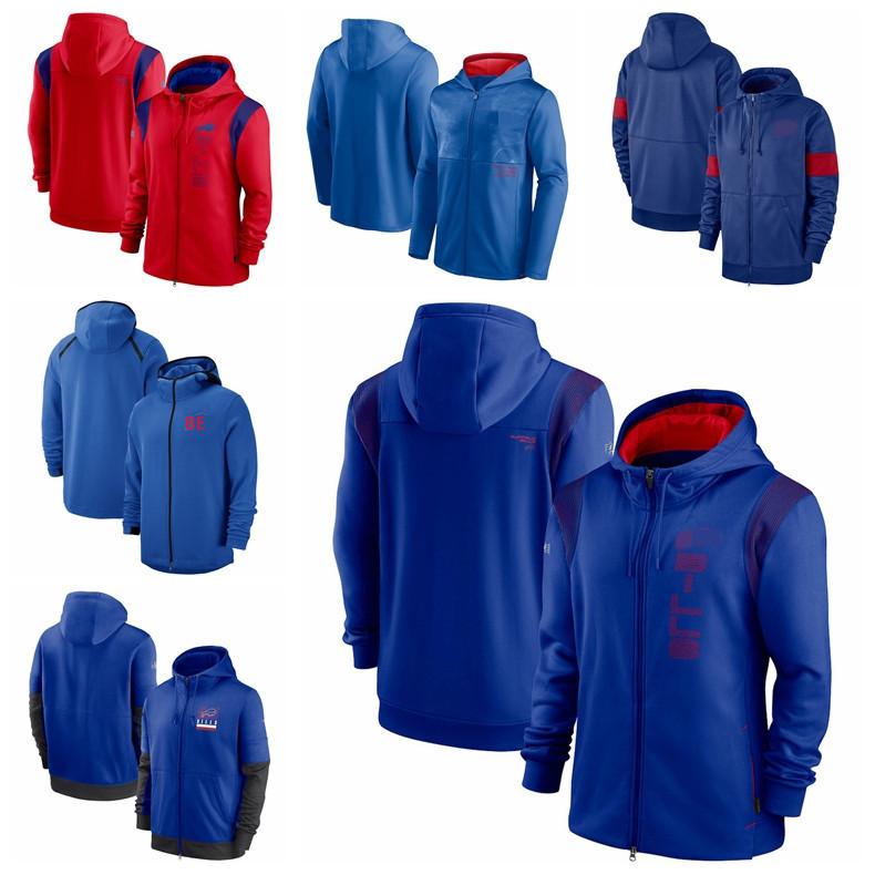 

Buffalo Men Women Youth Bill Football Sideline Team Performance Full-Zip Hoodie Royal Red