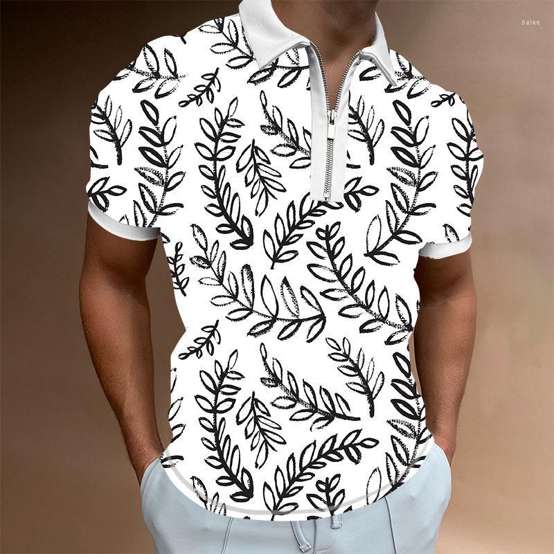 

Men's Polos Men Shirts Summer High Quality Casual Daily Short Sleeve 3D Printing Mens Turn-Down Collar Zippers TEES MenMen's Men'sMen's, Pl141
