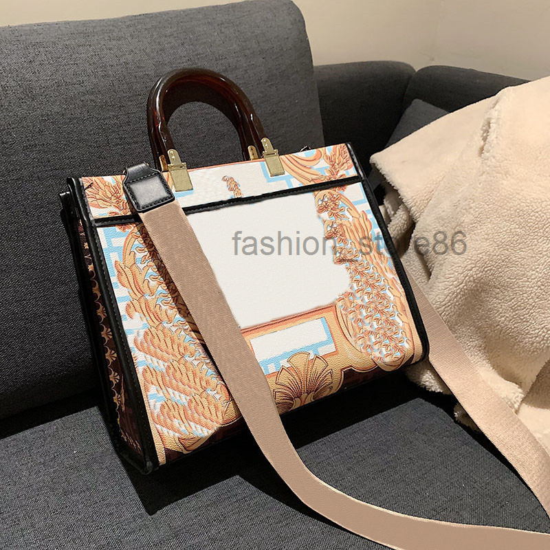 

Fashion Collaboration Fendace SunShine Shopper Baroque Tote Hand Bag Women Handbag Briefcases Fendance Leather Medusa Purse Crossbody