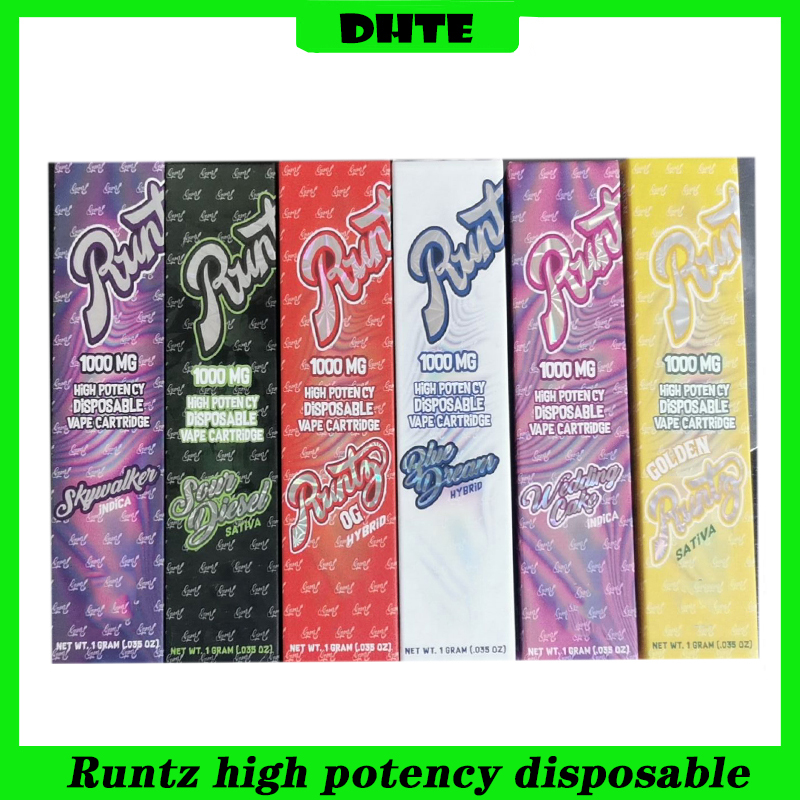 

Runtz high potency disposable vape pen kit 1.0ml cartridges 1000mg Rechargeable Battery 240mah, Mixed colors