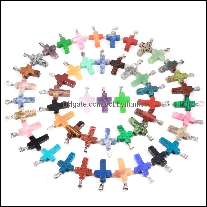 

Natural Crystal Stone Cross Pendants Necklace Rose Quartz Charms Beads For Jewelry Making Earring Gemstone Drop Delivery 2021 Findings Com