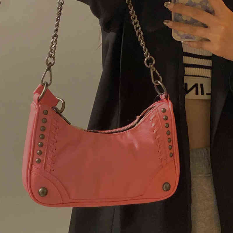 

Evening Bags Rocker Punk Fashion Women Shoulder Bag Hip Hop Vintage Ladies Crossbody Brand Designer Spring Female Handbag Armpit Luxury 220407, Gold