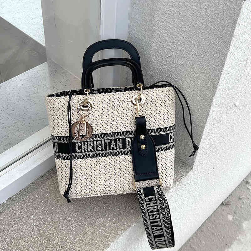 

Bag 2022 Letter Portable Broadband Style Shoulder Wholesale s New Fashion Hands Plaid Chain Women's Bags, Creamy-white