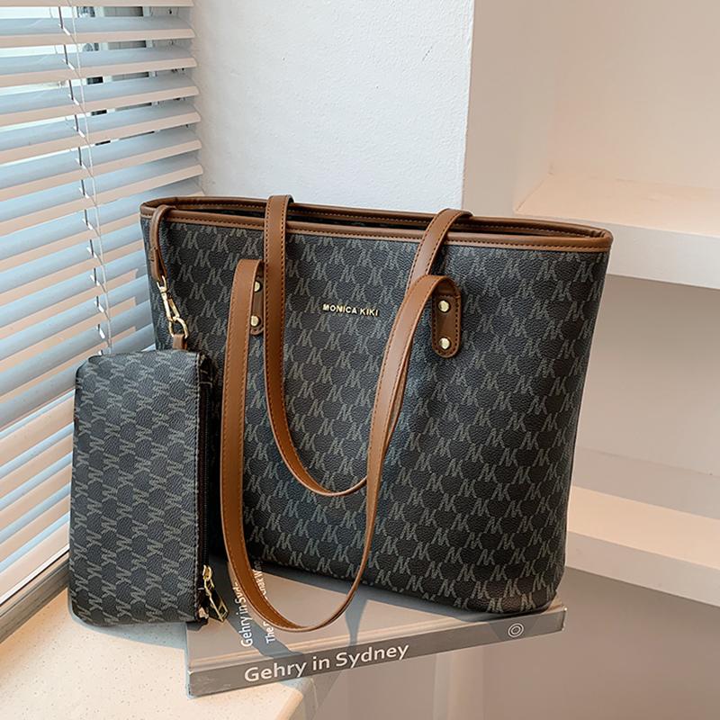 

Evening Bags Vintage 2pcs Set Large Capacity Casual Totes Handbags Purses Women Shoulder 2022 Brand Design Ladies Composite, Beige