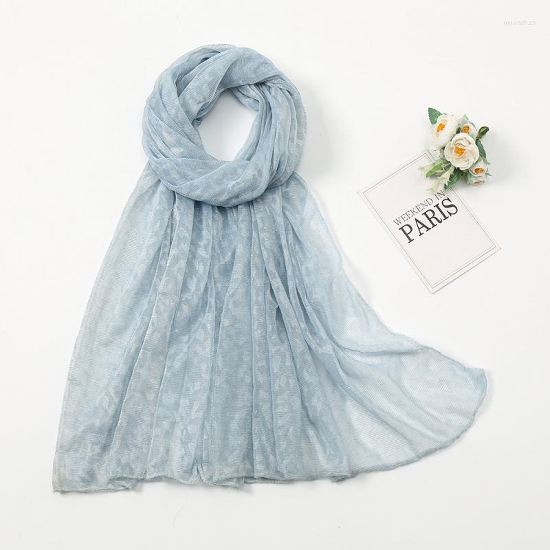 

Scarves 73Cm Arab Headwraps For Women Shiny Print Turban Muslim Solid Color Hijabs Islam Party Long Shawls Female Musulman HeadbandScarves