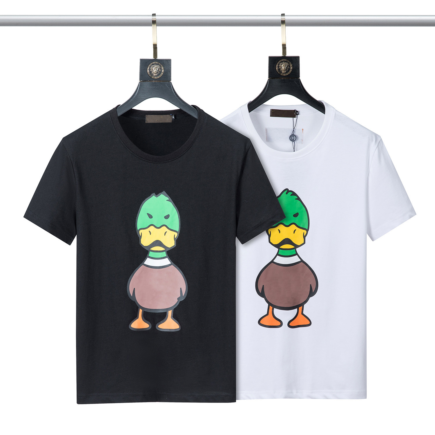 

2022ss early spring new high-grade cotton printed T-shirt round neck stitching pullover short sleeves Size: ~xxxl Color: black and white yE13