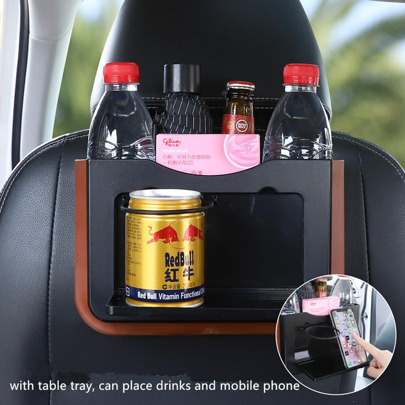 

Car Organizer Dual-use Back Seat Storage Box Foldable Sundries Bucket Phone Drink Holder Trash Can Rubbish Waste Bin