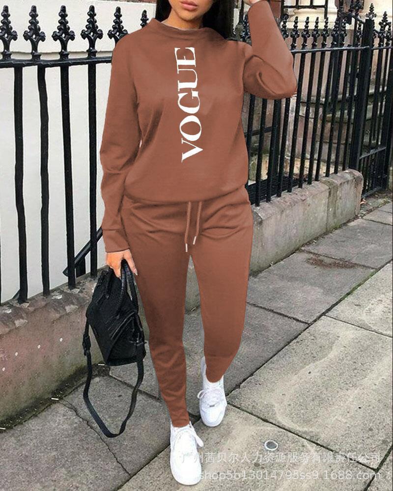 

Women' Two Piece Pants 2022 Printed Casual Suit Ladies Trousers Two-piece, Black